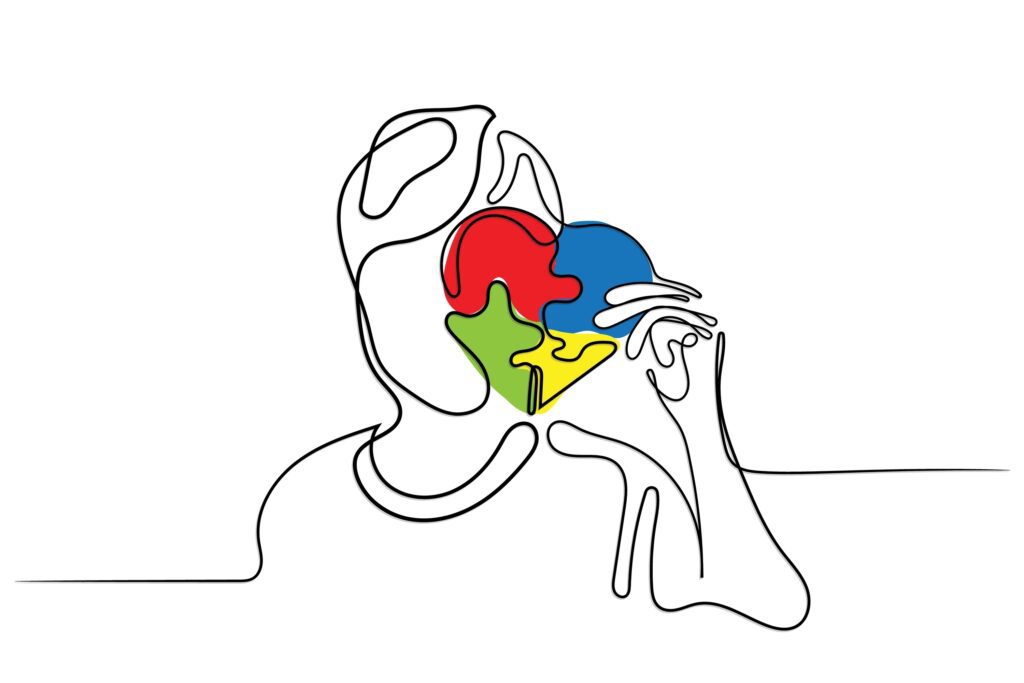 Line,Art,Vector,Of,Autism,Learning.,Autism,Awareness,Concept,Art.