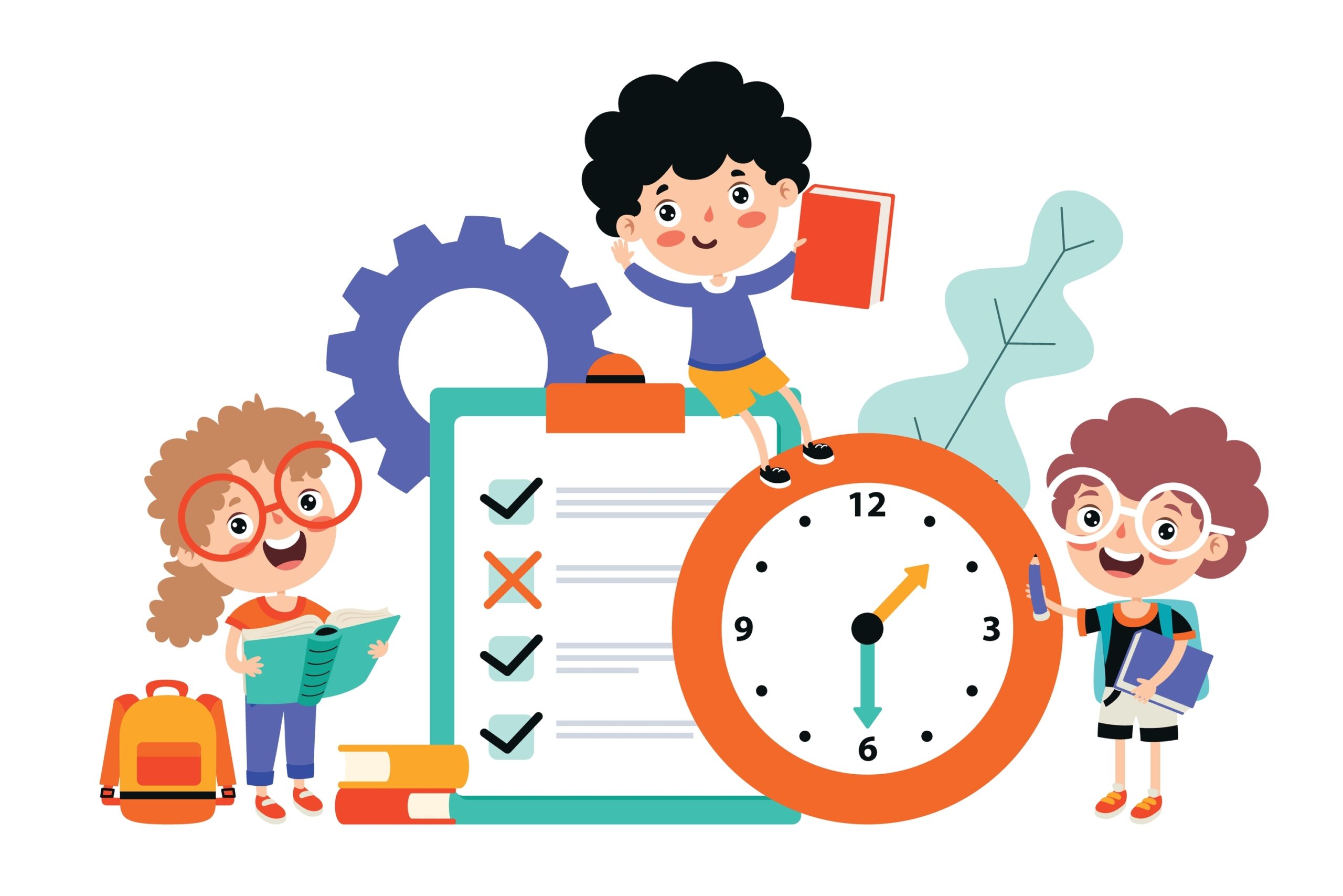 Time,Concept,Drawing,With,Flat,Objects