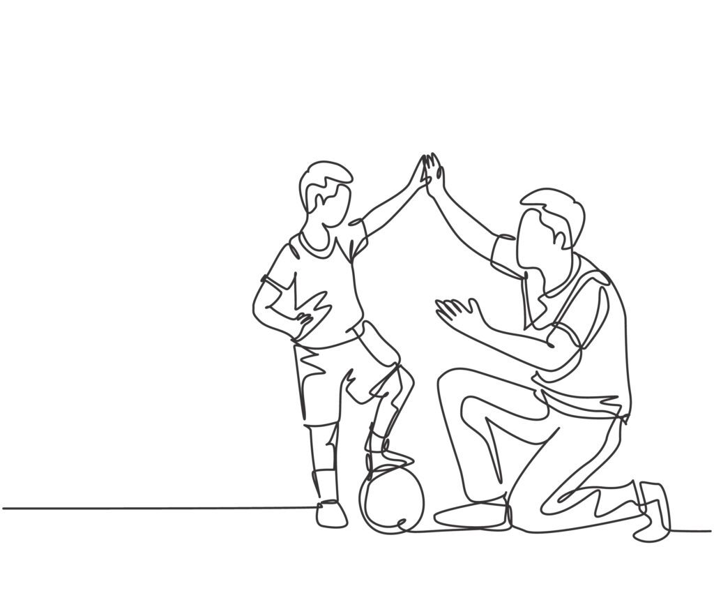 One,Line,Drawing,Of,Young,Happy,Father,Bow,His,Body
