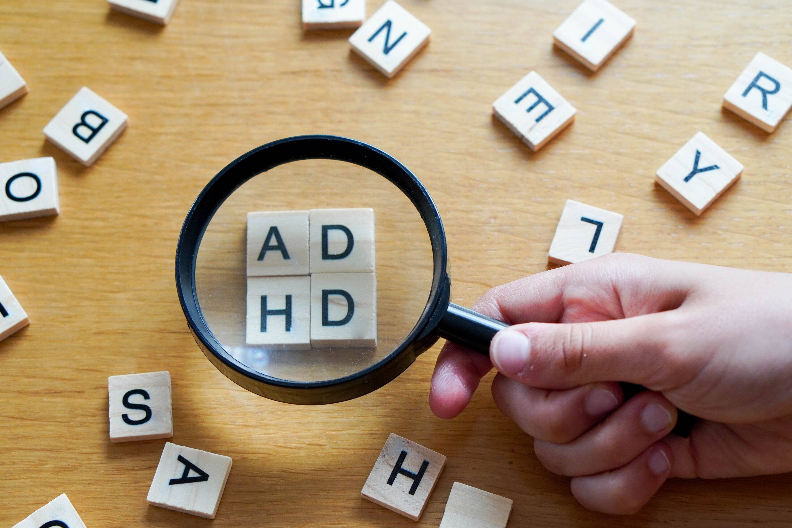 Magnifying,Glass,With,Wooden,Letters,Adhd,Attention,Deficit,Hyperactivity,Disorder,