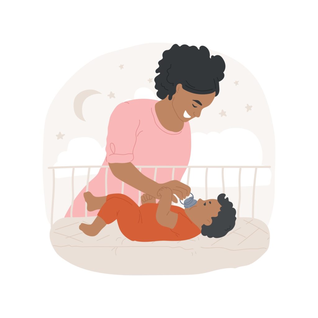 Introducing,Pacifier,Isolated,Cartoon,Vector,Illustration.,Mom,Gives,Pacifier,To